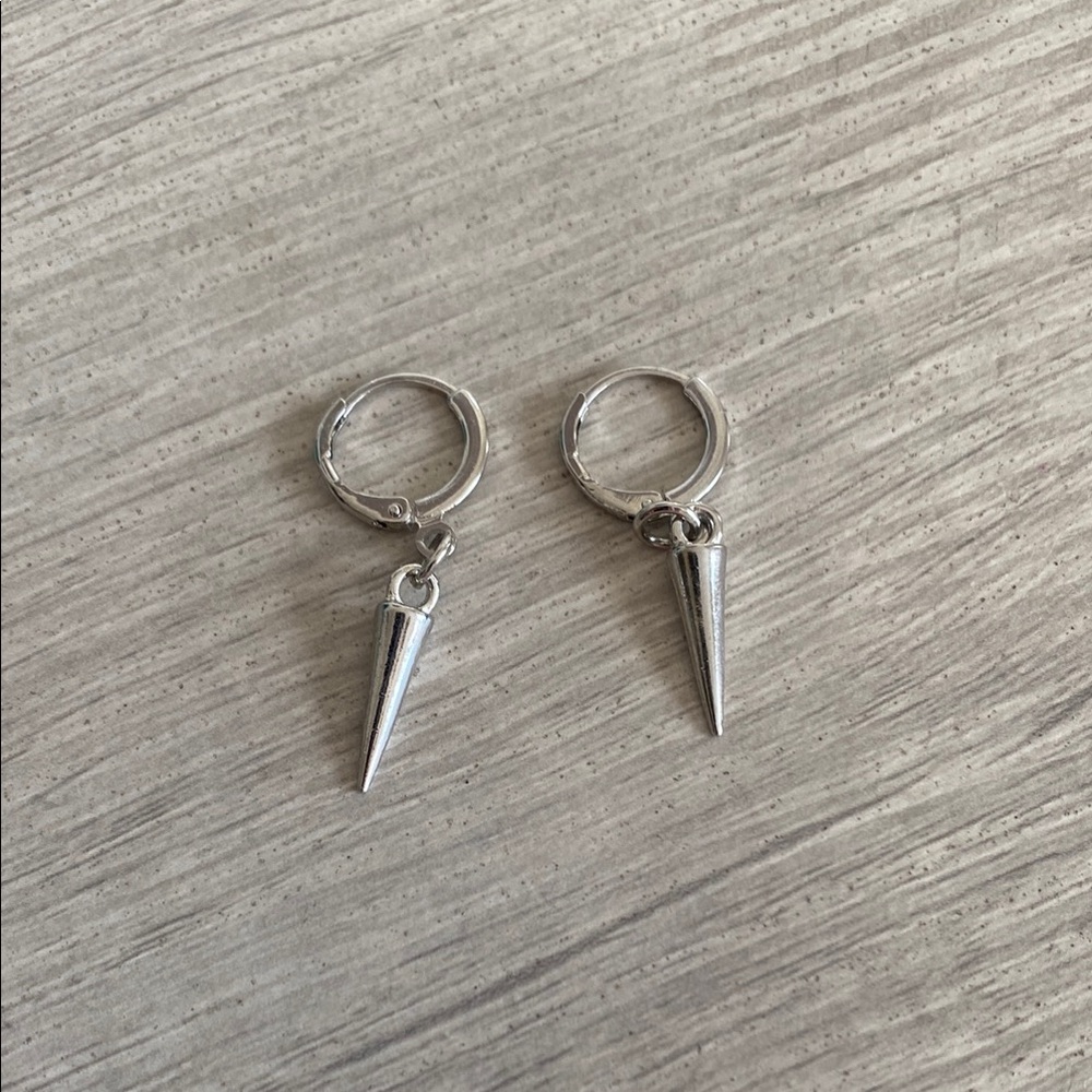 Silver Spike Hoop Earrings